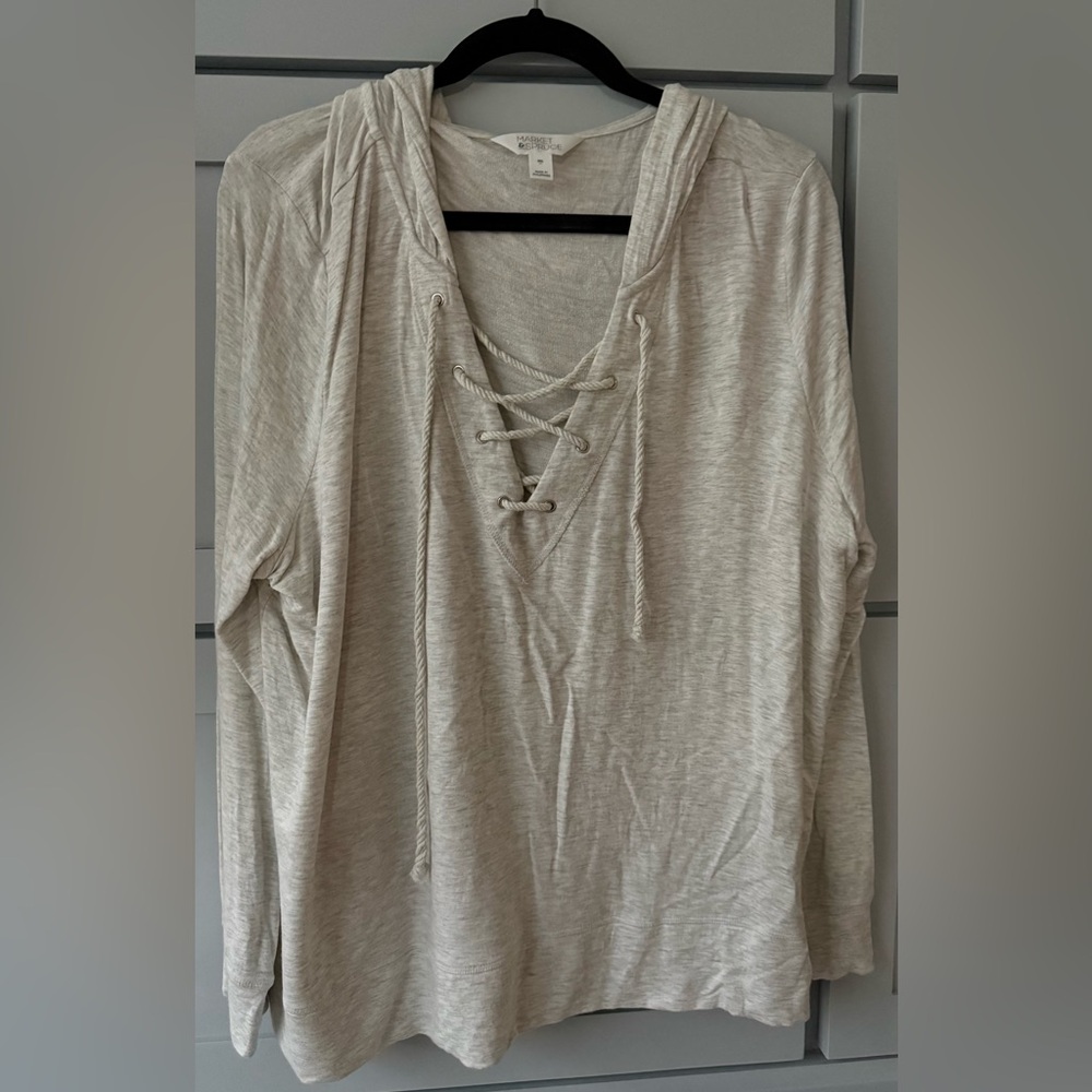 Market & Spruce Gray Lace-Up Hoodie